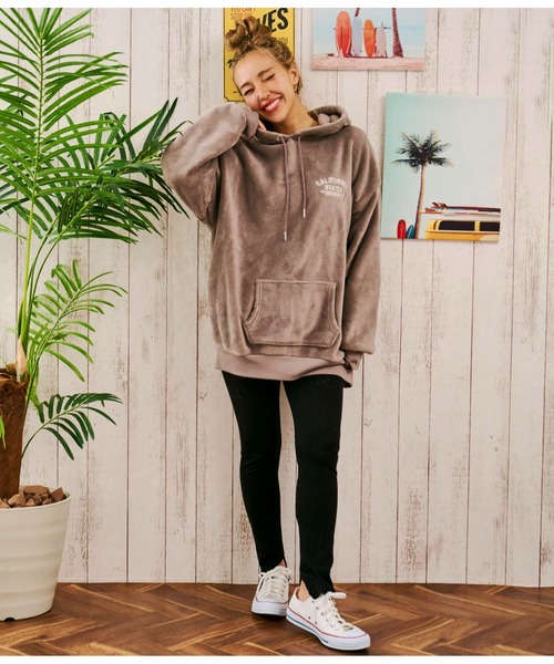 anap mimpi(アナップミンピ)の「コーデュロイ刺繍シャギーボアフーディー(パーカー・レディース・ピンクベージュ/モカ・FREE)」の7枚目の写真