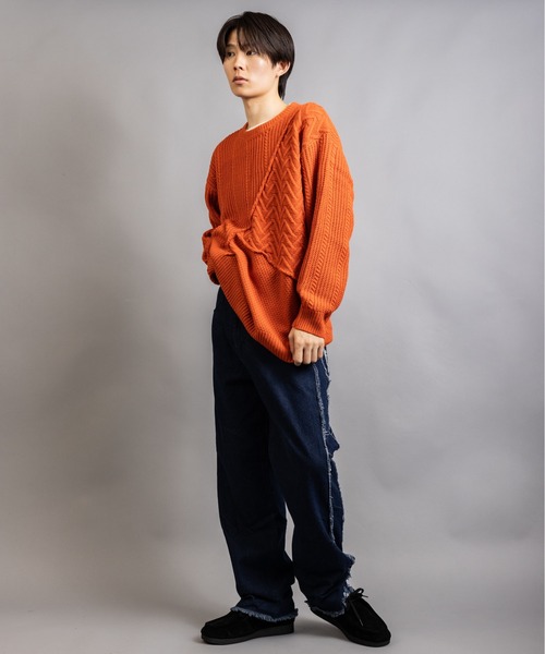 En serio TOKYO(エンソリオトーキョー)の「3パターンスイッチ クルーネック ニット(ニット/セーター・メンズ・ブラウン/ブラック/ブルー/ベージュ/オレンジ・M/L)」の16枚目の写真