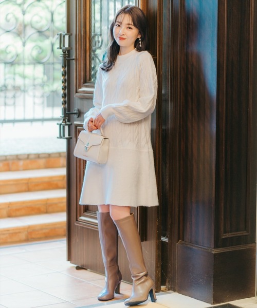 WILLSELECTION(ウィルセレクション)の「ハイネック切替ニットワンピース(ワンピース・レディース・ブルー/ピンク/オフホワイト・MEDIUM)」の2枚目の写真