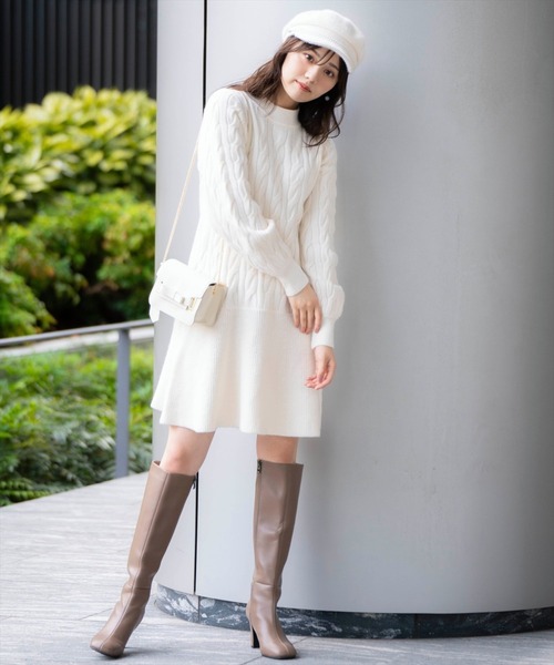 WILLSELECTION(ウィルセレクション)の「ハイネック切替ニットワンピース(ワンピース・レディース・ブルー/ピンク/オフホワイト・MEDIUM)」の8枚目の写真