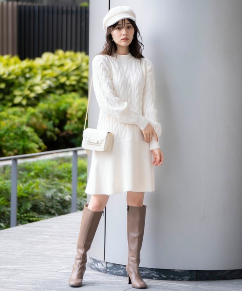 WILLSELECTION(ウィルセレクション)の「ハイネック切替ニットワンピース(ワンピース・レディース・ブルー/ピンク/オフホワイト・MEDIUM)」の10枚目の写真