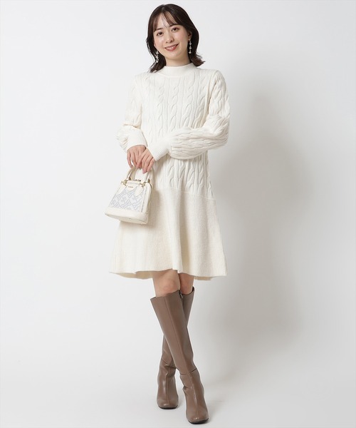WILLSELECTION(ウィルセレクション)の「ハイネック切替ニットワンピース(ワンピース・レディース・ブルー/ピンク/オフホワイト・MEDIUM)」の14枚目の写真