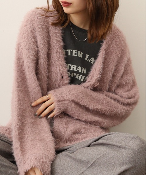 Ree&Mee（リーアンドミー）の「Ree&Mee ゆったり オーバーサイズ シャギー カーディガン（カーディガン/ボレロ・レディース・ライトグレー/ネイビー/ピンク/アイボリー/ミント・M/L）」の5枚目の写真