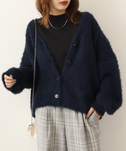 Ree&Mee（リーアンドミー）の「Ree&Mee ゆったり オーバーサイズ シャギー カーディガン（カーディガン/ボレロ・レディース・ライトグレー/ネイビー/ピンク/アイボリー/ミント・M/L）」の21枚目の写真