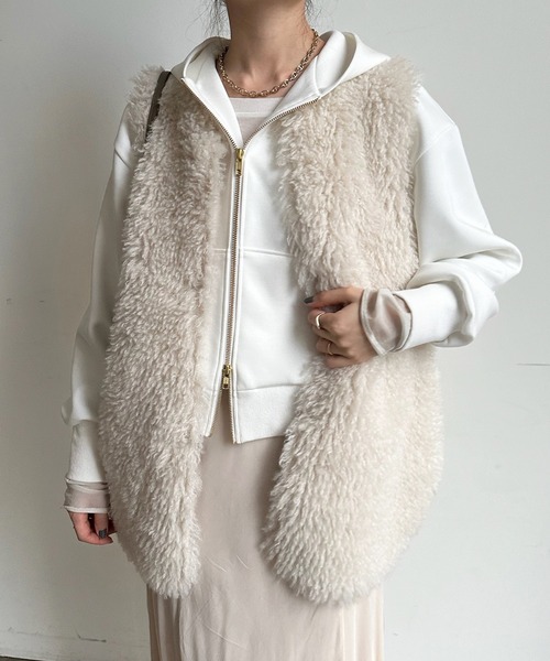 DouDou（ドゥドゥ）の「ダンボールパーカー（パーカー・レディース・オフホワイト/チャコールグレー/グレー・FREE）」の18枚目の写真