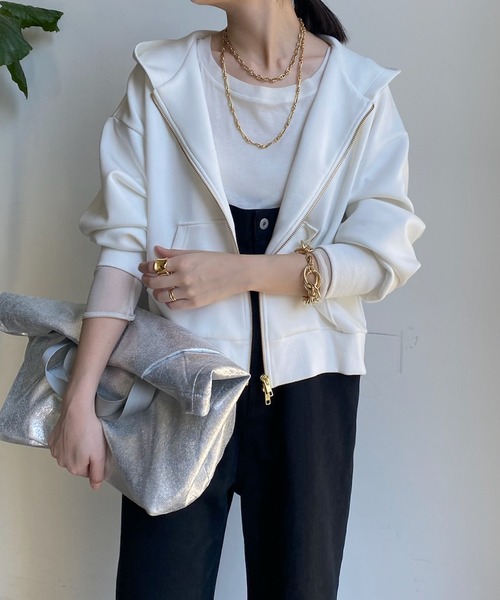 DouDou（ドゥドゥ）の「ダンボールパーカー（パーカー・レディース・オフホワイト/チャコールグレー/グレー・FREE）」の5枚目の写真