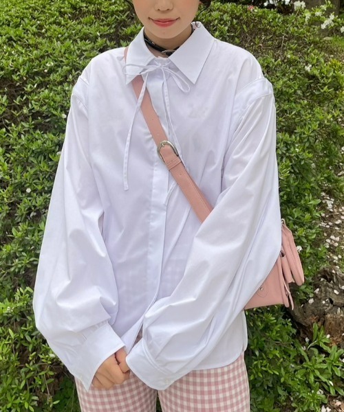 Candy Stripper（キャンディストリッパー）の「FOR YOU シャツ（シャツ/ブラウス・レディース・ピンク/オフホワイト/ライトブルー/ブラック・2）」の2枚目の写真