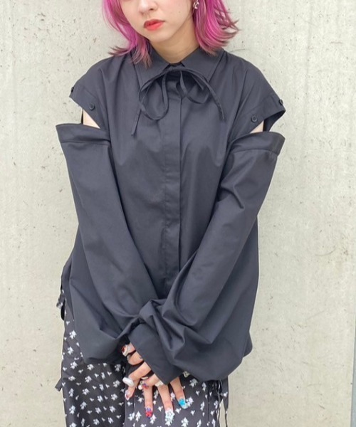 Candy Stripper（キャンディストリッパー）の「FOR YOU シャツ（シャツ/ブラウス・レディース・ピンク/オフホワイト/ライトブルー/ブラック・2）」の3枚目の写真