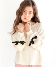 Bee des Bee | 模様編み風袖リボンプルオーバー(ニット/セーター)