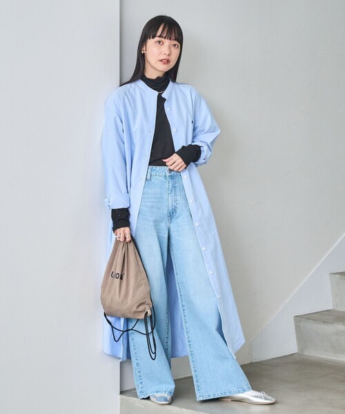 POLO BCS（ポロ ビーシーエス）の「POLO BCS(ポロ・ビーシーエス)別注オックスフォードバンドカラーシャツワンピース（ワンピース・レディース・ホワイト/ライトブルー/その他1・FREE）」の7枚目の写真