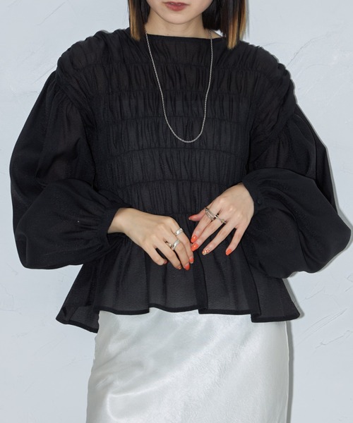 leimn（レイムン）の「シャーリングブラウス（シャツ/ブラウス・レディース・ライトブルー/ブラック/アイボリー・M）」の3枚目の写真