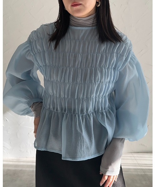 leimn（レイムン）の「シャーリングブラウス（シャツ/ブラウス・レディース・ライトブルー/ブラック/アイボリー・M）」の17枚目の写真