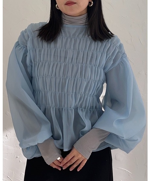 leimn（レイムン）の「シャーリングブラウス（シャツ/ブラウス・レディース・ライトブルー/ブラック/アイボリー・M）」の18枚目の写真