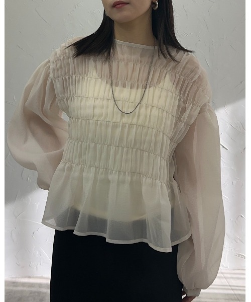 leimn（レイムン）の「シャーリングブラウス（シャツ/ブラウス・レディース・ライトブルー/ブラック/アイボリー・M）」の9枚目の写真