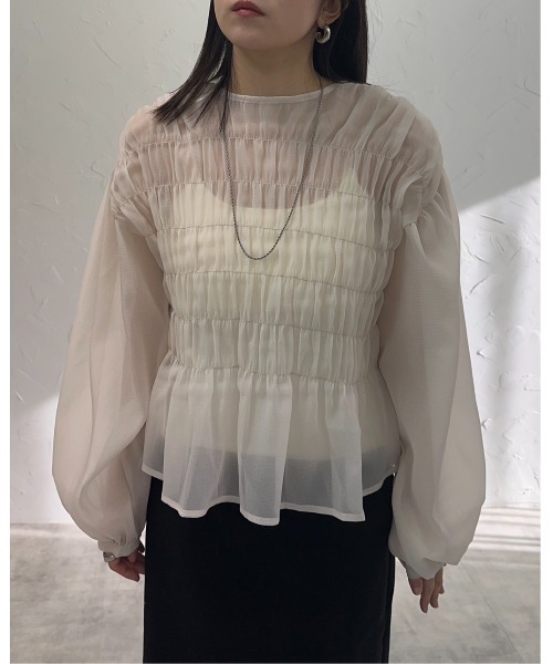 leimn（レイムン）の「シャーリングブラウス（シャツ/ブラウス・レディース・ライトブルー/ブラック/アイボリー・M）」の12枚目の写真