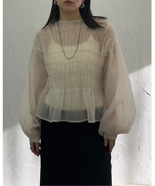 leimn（レイムン）の「シャーリングブラウス（シャツ/ブラウス・レディース・ライトブルー/ブラック/アイボリー・M）」の5枚目の写真