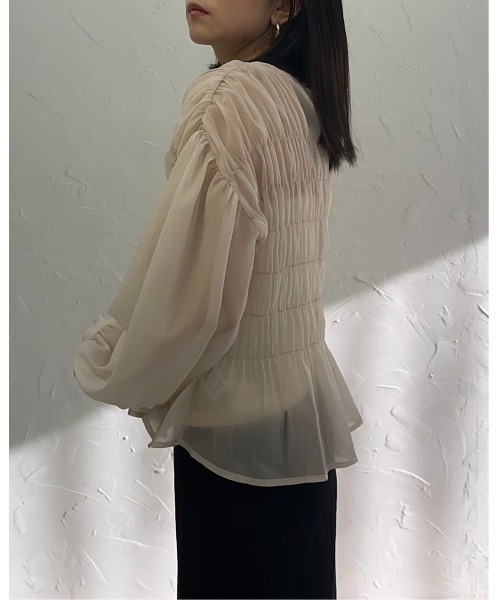 leimn（レイムン）の「シャーリングブラウス（シャツ/ブラウス・レディース・ライトブルー/ブラック/アイボリー・M）」の6枚目の写真