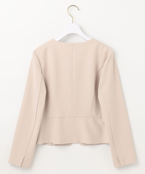ノーカラージャケット ピンク ルーズフィット　両面 Aletta vita ダブルクロス ストレッチ ノーカラー ジャケット