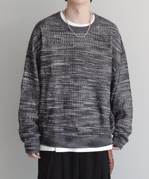 epnok(エプノック)の「メランジメッシュルーズニット(ニット/セーター・メンズ・ブラック/ブルー・LARGE/MEDIUM/SMALL)」の1枚目の写真