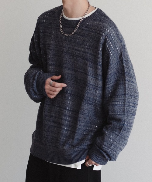 epnok(エプノック)の「メランジメッシュルーズニット(ニット/セーター・メンズ・ブラック/ブルー・LARGE/MEDIUM/SMALL)」の11枚目の写真