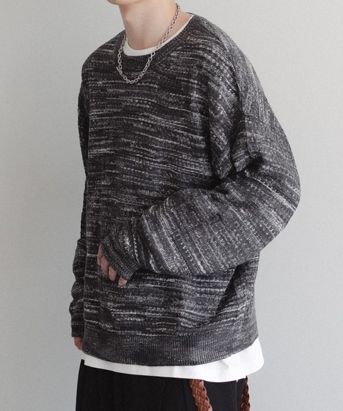 epnok(エプノック)の「メランジメッシュルーズニット(ニット/セーター・メンズ・ブラック/ブルー・LARGE/MEDIUM/SMALL)」の3枚目の写真