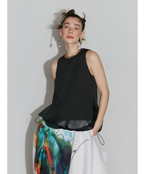 メッシュレイヤードトップ SET]メッシュレイヤードニットトップス＆スカートSET UP +選べる