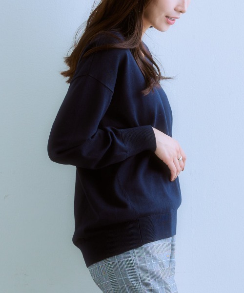 7days Life Styling(セブンデイズライフスタイリング)の「コクーンシルエットVネックセーター(静電防止・毛玉になりにくい・UVカット・タンブル乾燥OK)(ニット/セーター・レディース・ネイビー/ラベンダー/サックスブルー/アイボリー/杢グレー・S/M/L/LL)」の21枚目の写真