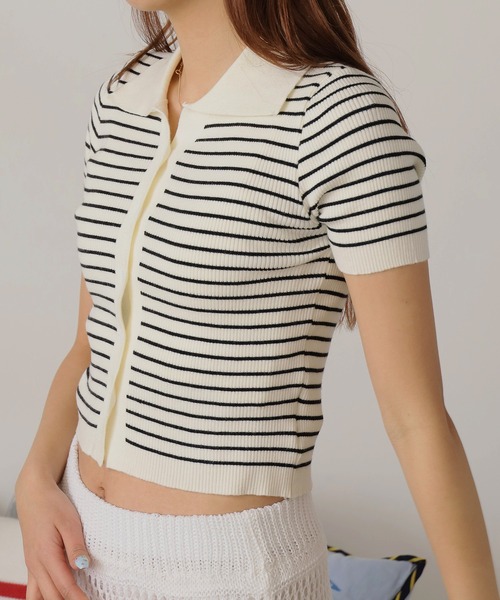 セール】△Border Knit Polo / ボーダーニットポロ（ポロシャツ