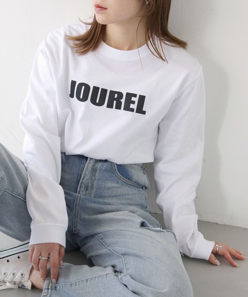 HER CLOSET（ハークローゼット）の「【shemoshelly】WEB限定JOURELロゴロンT（Tシャツ/カットソー・レディース・ブラック/オフホワイト・S/M）」の2枚目の写真