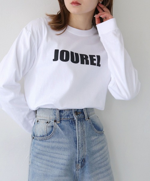 HER CLOSET（ハークローゼット）の「【shemoshelly】WEB限定JOURELロゴロンT（Tシャツ/カットソー・レディース・ブラック/オフホワイト・S/M）」の4枚目の写真