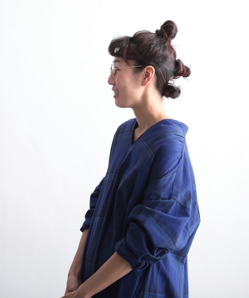 soulberry 青いチェックなワンピース　M size soulberry（ソウルベリー）の「控え目チェックの、青い