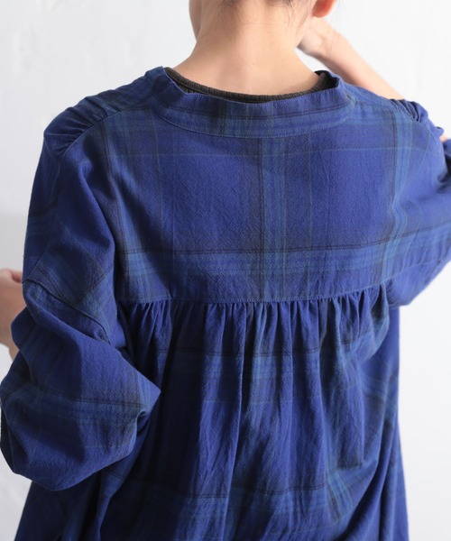 soulberry 青いチェックなワンピース　M size soulberry（ソウルベリー）の「控え目チェックの、青い