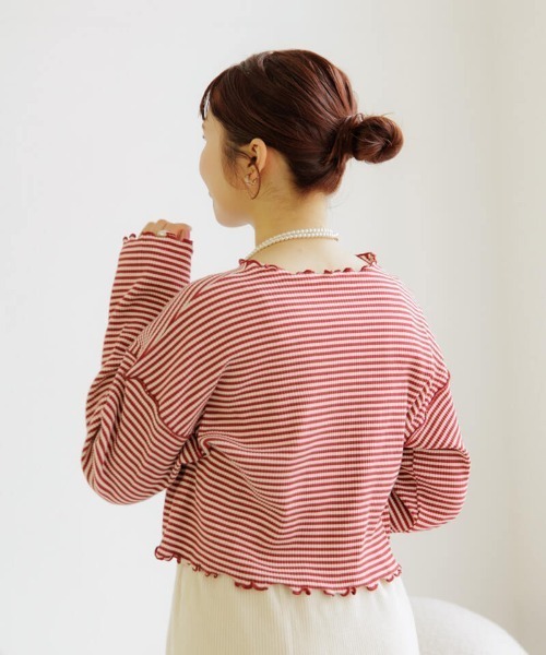 flower(フラワー)の「タイニーブロッサムトップ(Tシャツ/カットソー・レディース・チャコール/レッド・FREE)」の4枚目の写真