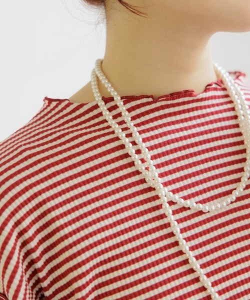 flower(フラワー)の「タイニーブロッサムトップ(Tシャツ/カットソー・レディース・チャコール/レッド・FREE)」の8枚目の写真