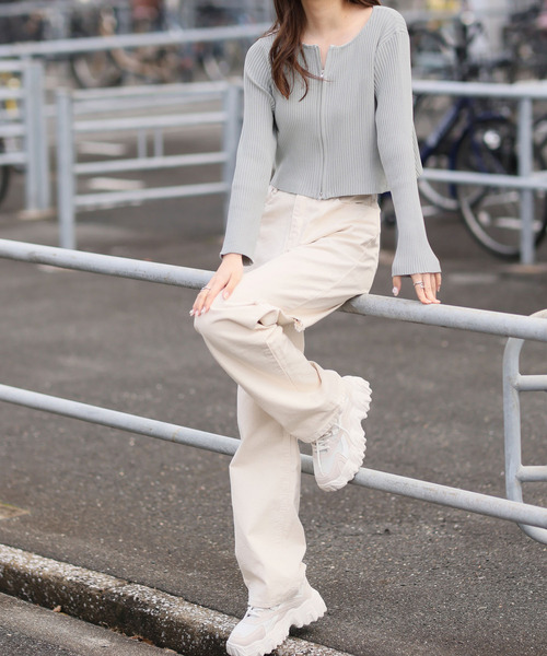 Doula Doula（ドゥーラドゥーラ）の「リブニットWジップブルゾン（ブルゾン・レディース・ブラック/ナチュラル/グレー/ピンク/ライトブルー/イエロー・FREE/L/M）」の22枚目の写真