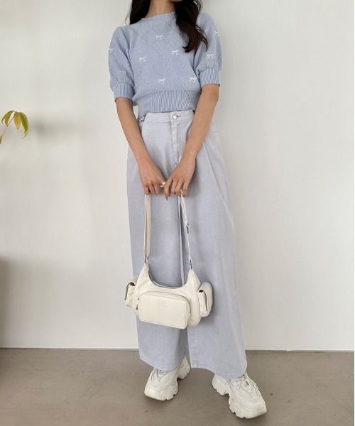 OLIVE des OLIVE（オリーブデオリーブ）の「リボン刺繍ニット　1041050150（ニット/セーター・レディース・トップグレー/オフホワイト/サックスブルー/アイボリー/ブラック・FREE）」の16枚目の写真