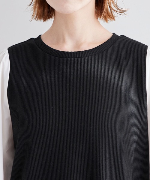 ROPE' PICNIC(ロペピクニック)の「ディテール袖ドッキングテレコワンピース(ワンピース・レディース・ブラック/オフホワイト/ベージュ系その他・38)」の22枚目の写真