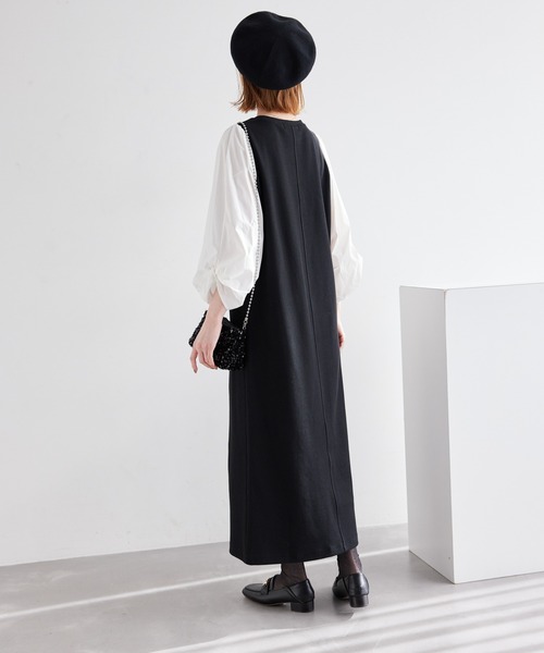 ROPE' PICNIC(ロペピクニック)の「ディテール袖ドッキングテレコワンピース(ワンピース・レディース・ブラック/オフホワイト/ベージュ系その他・38)」の6枚目の写真