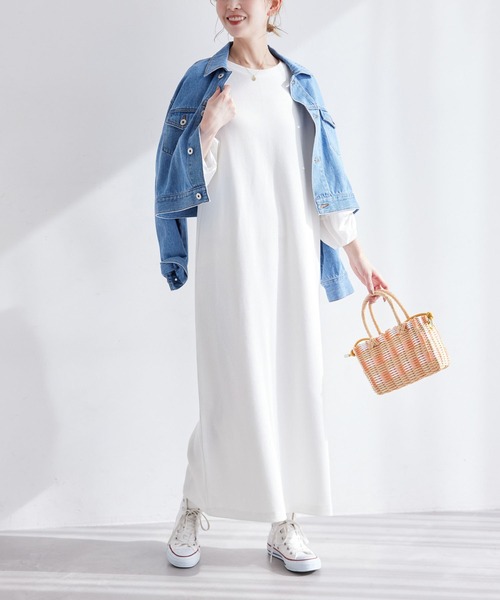 ROPE' PICNIC(ロペピクニック)の「ディテール袖ドッキングテレコワンピース(ワンピース・レディース・ブラック/オフホワイト/ベージュ系その他・38)」の8枚目の写真