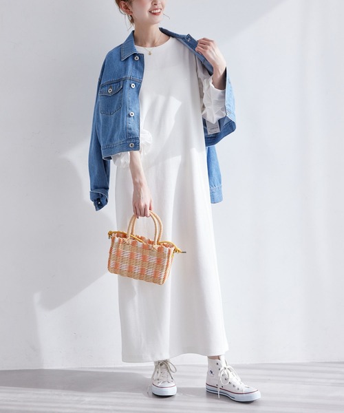 ROPE' PICNIC(ロペピクニック)の「ディテール袖ドッキングテレコワンピース(ワンピース・レディース・ブラック/オフホワイト/ベージュ系その他・38)」の10枚目の写真