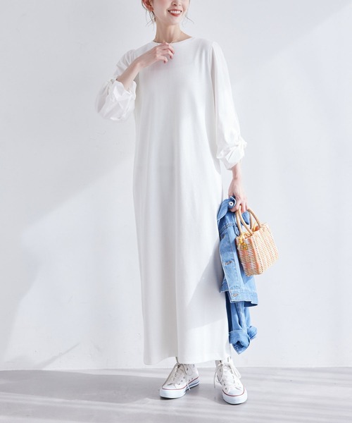 セール】ディテール袖ドッキングテレコワンピース（ワンピース）｜ROPE