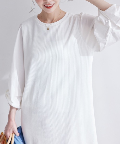 ROPE' PICNIC(ロペピクニック)の「ディテール袖ドッキングテレコワンピース(ワンピース・レディース・ブラック/オフホワイト/ベージュ系その他・38)」の13枚目の写真