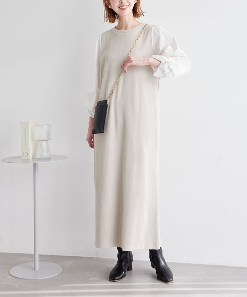 ROPE' PICNIC(ロペピクニック)の「ディテール袖ドッキングテレコワンピース(ワンピース・レディース・ブラック/オフホワイト/ベージュ系その他・38)」の15枚目の写真