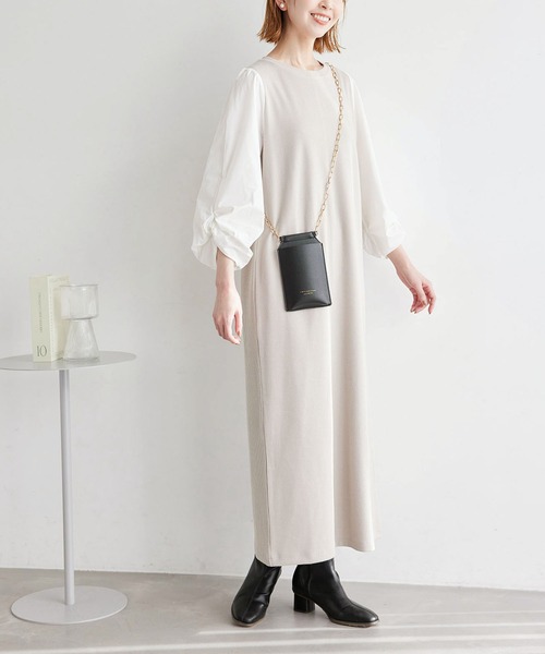 ROPE' PICNIC(ロペピクニック)の「ディテール袖ドッキングテレコワンピース(ワンピース・レディース・ブラック/オフホワイト/ベージュ系その他・38)」の16枚目の写真