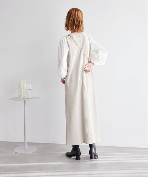 ROPE' PICNIC(ロペピクニック)の「ディテール袖ドッキングテレコワンピース(ワンピース・レディース・ブラック/オフホワイト/ベージュ系その他・38)」の17枚目の写真