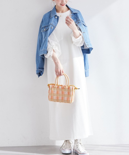 ROPE' PICNIC(ロペピクニック)の「ディテール袖ドッキングテレコワンピース(ワンピース・レディース・ブラック/オフホワイト/ベージュ系その他・38)」の9枚目の写真