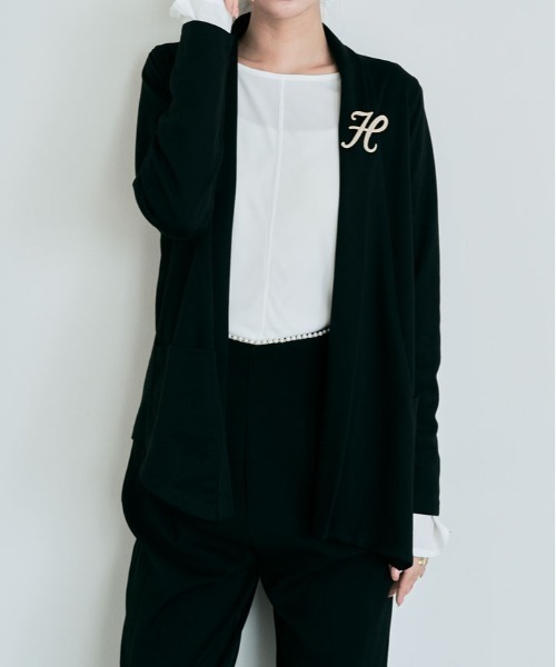 kirakiraShop(キラキラショップ)の「ショール カラー ノーボタン ジャケット(テーラードジャケット・レディース・ブラック/ピンクベージュ/カーキ/グレー/ネイビー/ベージュ/キャメル/ベージュ系その他・M/L)」の15枚目の写真