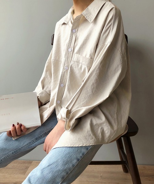 Miniministore(ミニミニストア)の「シャツブラウス レディース長袖トップス(シャツ/ブラウス・レディース・ブルー/ホワイト/ベージュ・M/L)」の3枚目の写真