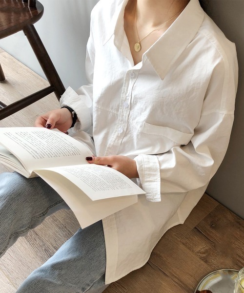 Miniministore(ミニミニストア)の「シャツブラウス レディース長袖トップス(シャツ/ブラウス・レディース・ブルー/ホワイト/ベージュ・M/L)」の4枚目の写真