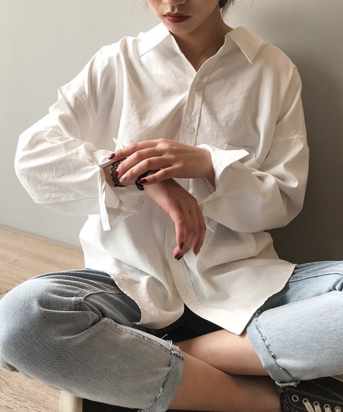 Miniministore(ミニミニストア)の「シャツブラウス レディース長袖トップス(シャツ/ブラウス・レディース・ブルー/ホワイト/ベージュ・M/L)」の5枚目の写真